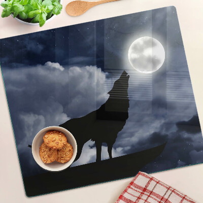 Tabla de cortar de cristal Lobo a la luz de la luna