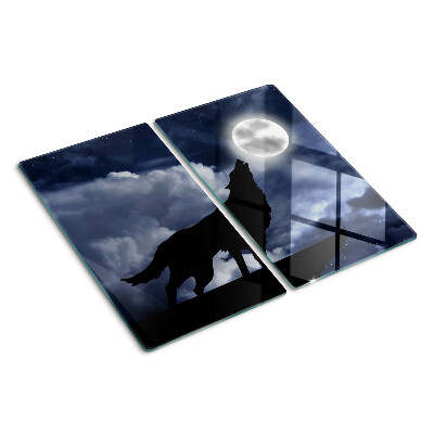 Tabla de cortar de cristal Lobo a la luz de la luna