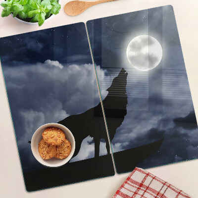 Tabla de cortar de cristal Lobo a la luz de la luna