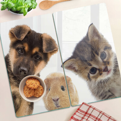 Tabla de cortar de cristal Perros, gatos, conejos
