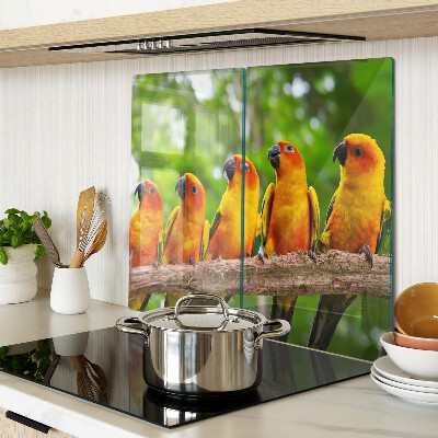 Tabla de cortar de cristal Loros en una rama