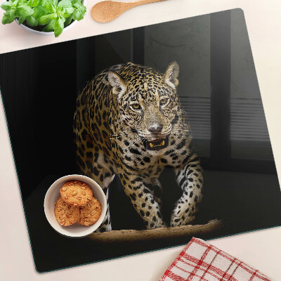 Tabla de cortar de cristal Leopardo en movimiento