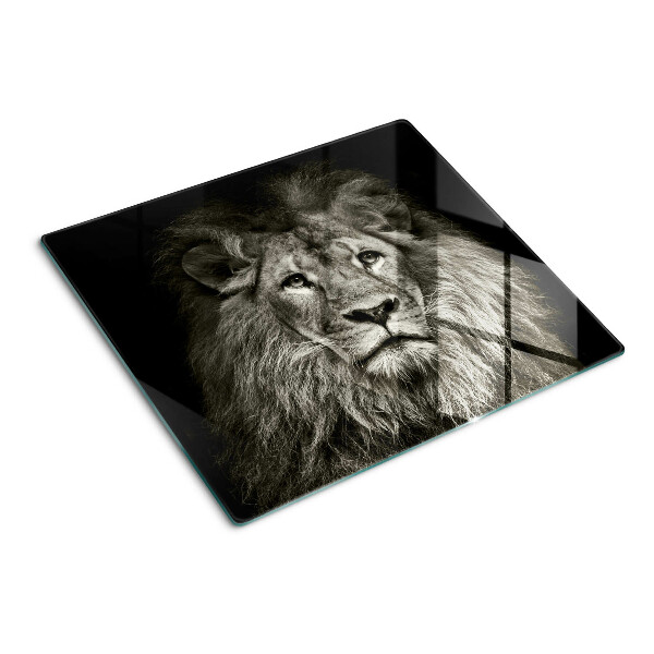 Tabla de cortar de cristal León en blanco y negro