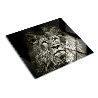Tabla de cortar de cristal León en blanco y negro