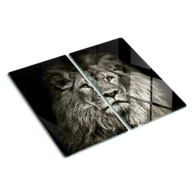 Tabla de cortar de cristal León en blanco y negro