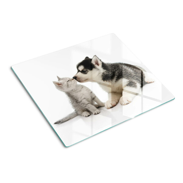 Tabla para cortar Gatito y cachorro en amistad