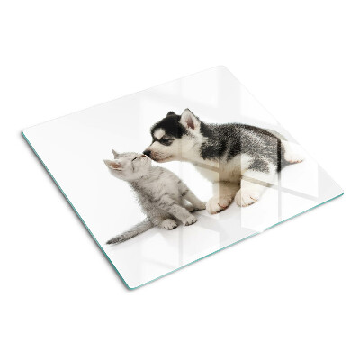 Tabla para cortar Gatito y cachorro en amistad