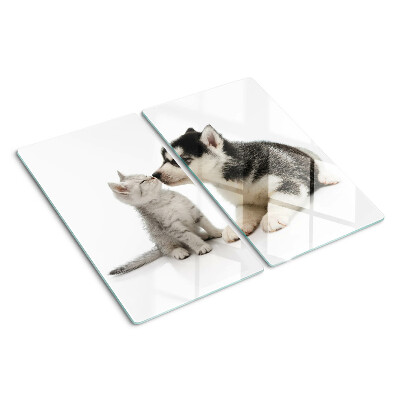 Tabla para cortar Gatito y cachorro en amistad