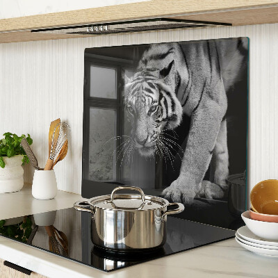 Tabla de cortar de cristal Tigre en blanco y negro