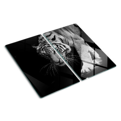 Tabla de cortar de cristal Tigre en blanco y negro