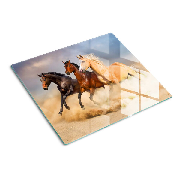 Tabla de cortar de cristal Caballos al galope en movimiento