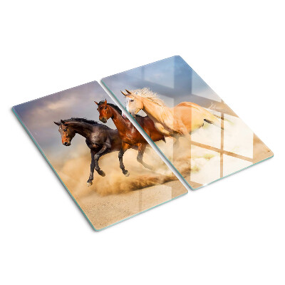 Tabla de cortar de cristal Caballos al galope en movimiento