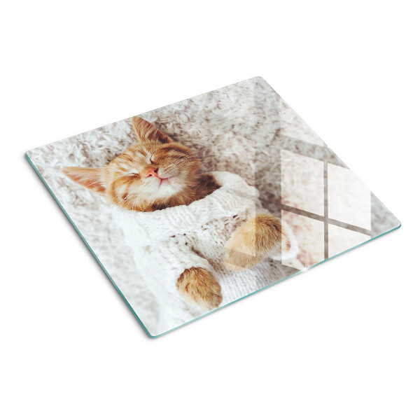 Tabla para cortar Lindo gatito con un suéter