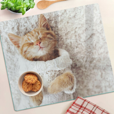 Tabla para cortar Lindo gatito con un suéter