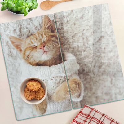 Tabla para cortar Lindo gatito con un suéter