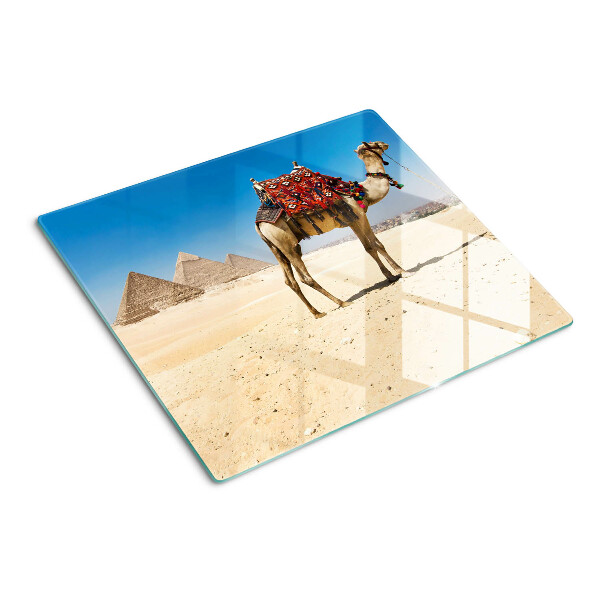 Tabla de cortar de cristal Pirámides y un camello en el desierto