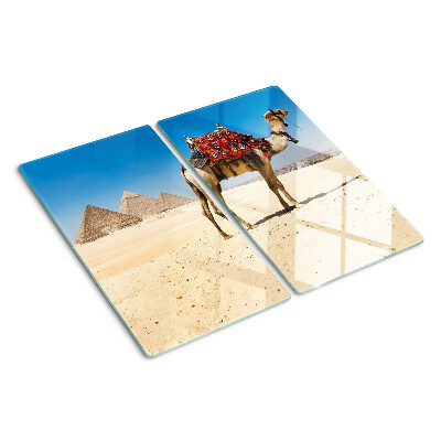 Tabla de cortar de cristal Pirámides y un camello en el desierto