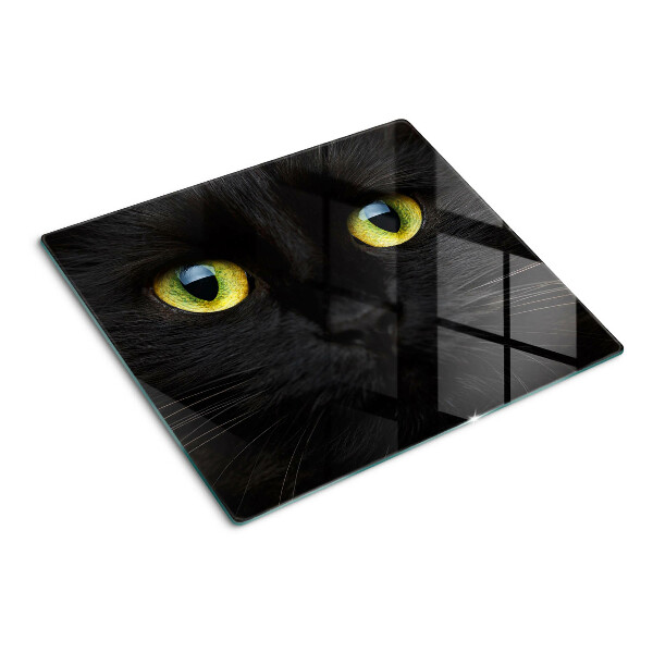 Tabla de cortar de cristal Gato negro con ojos verdes