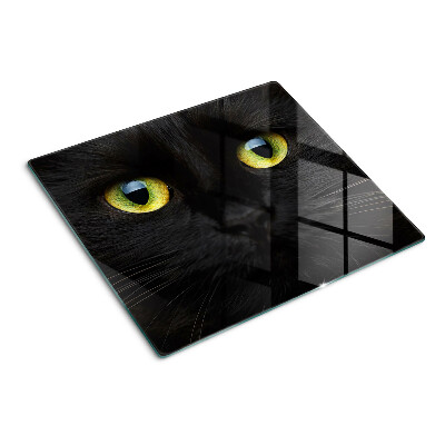 Tabla de cortar de cristal Gato negro con ojos verdes