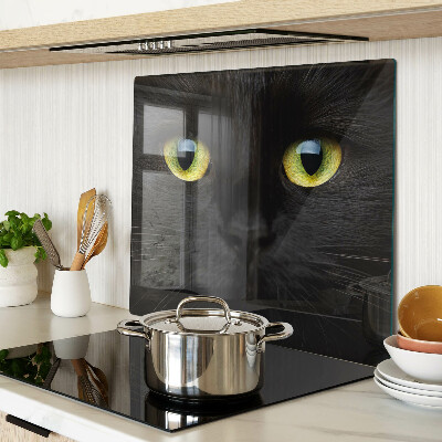 Tabla de cortar de cristal Gato negro con ojos verdes