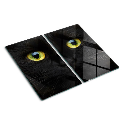 Tabla de cortar de cristal Gato negro con ojos verdes