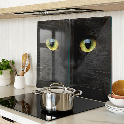 Tabla de cortar de cristal Gato negro con ojos verdes