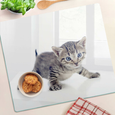 Tabla de cortar de cristal Gatito con ojos azules
