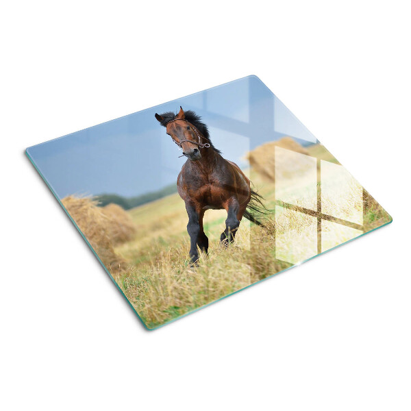 Tabla de cortar de cristal Caballo en el prado
