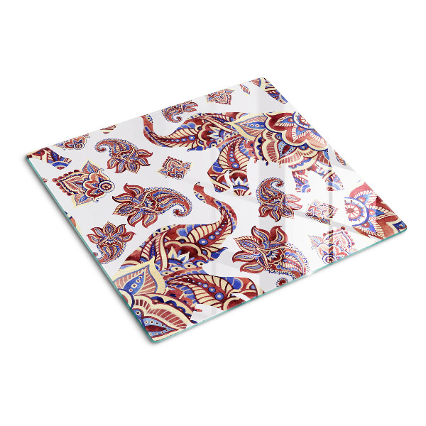 Tabla de cortar de cristal Patrón de paisley con flores