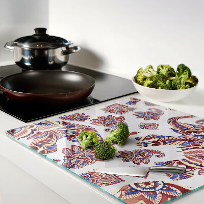 Tabla de cortar de cristal Patrón de paisley con flores