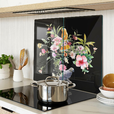 Tabla de cortar de cristal Flores y pájaros