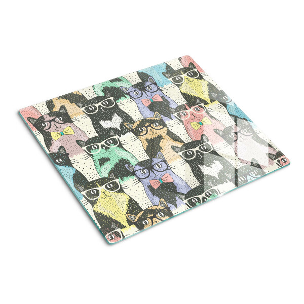 Tabla de cortar de cristal Gatos con gafas