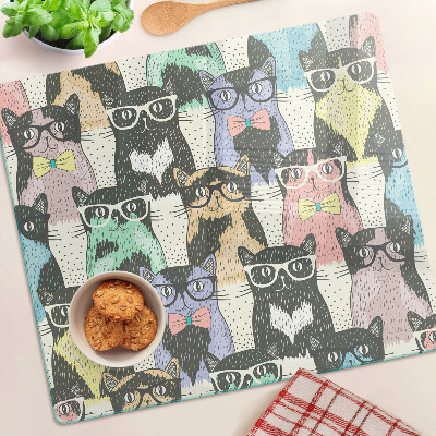 Tabla de cortar de cristal Gatos con gafas