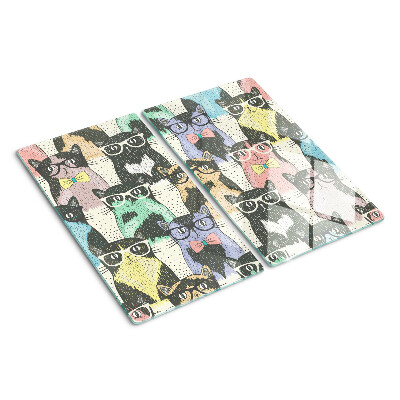 Tabla de cortar de cristal Gatos con gafas