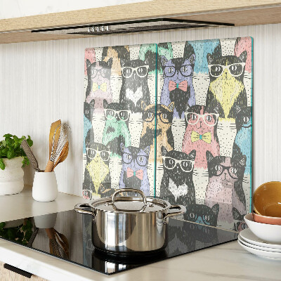 Tabla de cortar de cristal Gatos con gafas