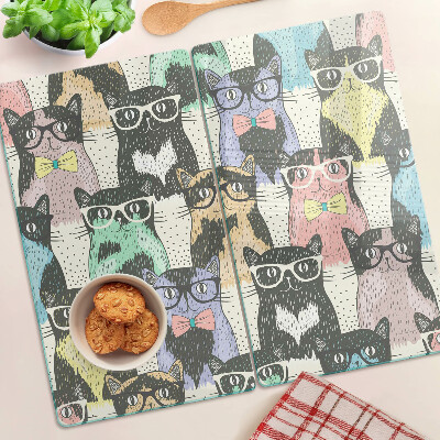 Tabla de cortar de cristal Gatos con gafas