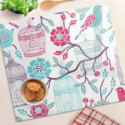 Tabla para cortar Jaulas para pájaros y flores