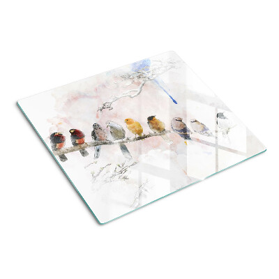 Tabla de cortar de cristal Pájaros en una rama