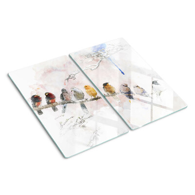 Tabla de cortar de cristal Pájaros en una rama