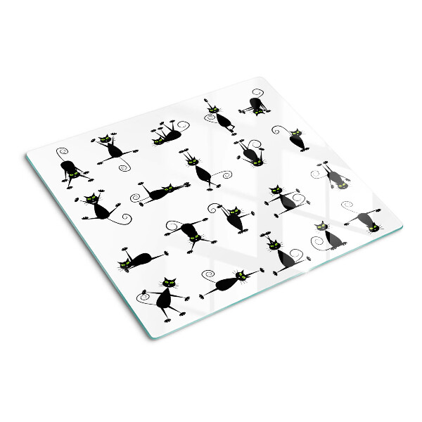 Tabla de cortar de cristal Gatos negros con ojos verdes
