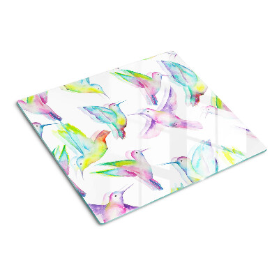 Tabla de cortar de cristal Colibríes en estilo acuarela