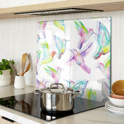Tabla de cortar de cristal Colibríes en estilo acuarela