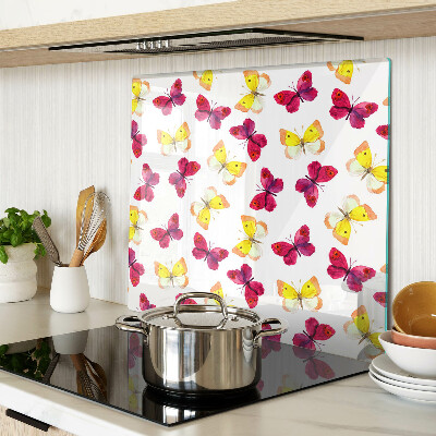 Tabla de cortar de cristal Motivo de mariposa en colores primaverales