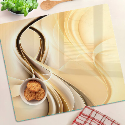 Tabla de cortar de cristal Ondas abstractas en tonos beige