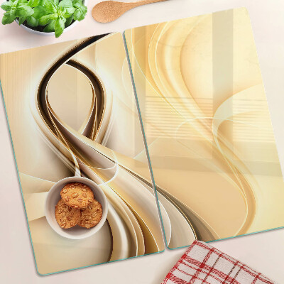 Tabla de cortar de cristal Ondas abstractas en tonos beige