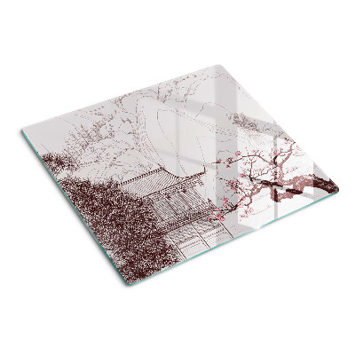 Tabla para cortar Paisaje de montaña con árboles en flor