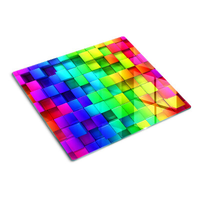 Tabla de cortar de cristal Cuadrados de arcoíris en un mosaico