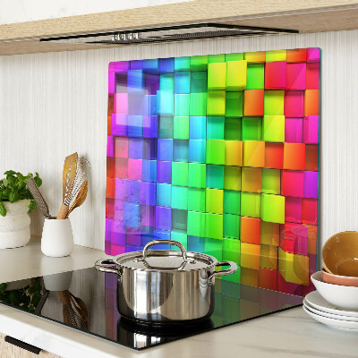 Tabla de cortar de cristal Cuadrados de arcoíris en un mosaico