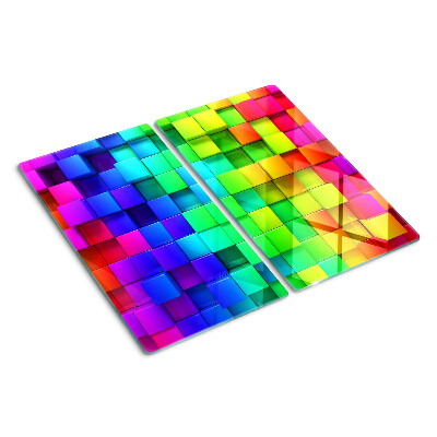 Tabla de cortar de cristal Cuadrados de arcoíris en un mosaico
