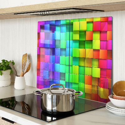 Tabla de cortar de cristal Cuadrados de arcoíris en un mosaico